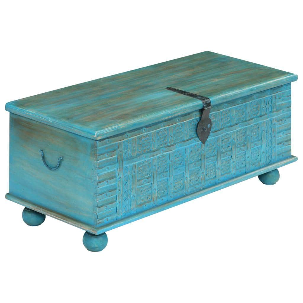 Storage Chest Solid Mango Wood Blue