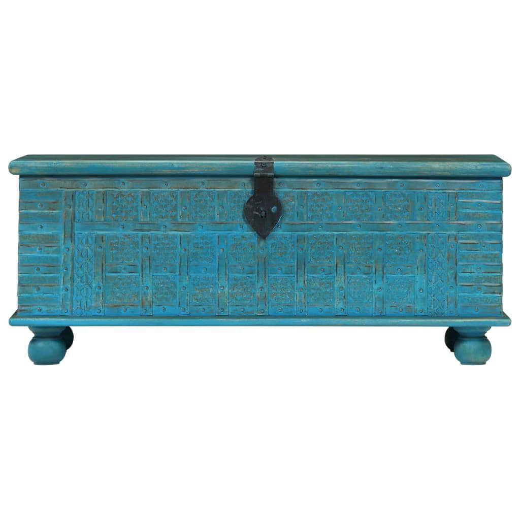 Storage Chest Solid Mango Wood Blue