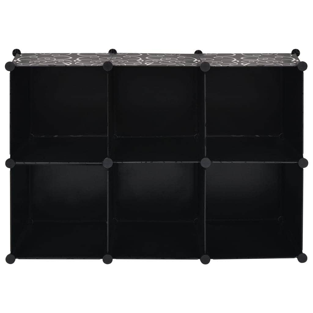 Storage Cube Organiser with 6 Compartments Black