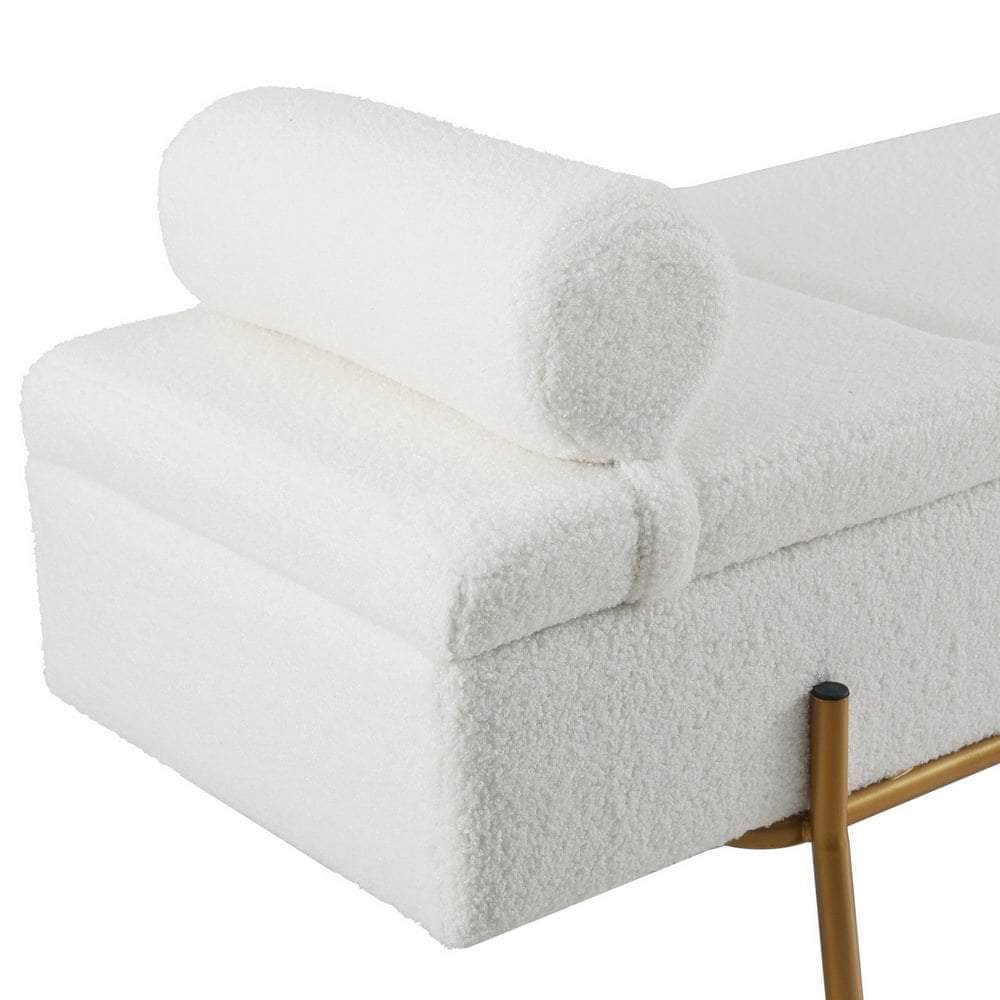 Storage Ottoman Bed 140cm Pillow Boucle Fabric