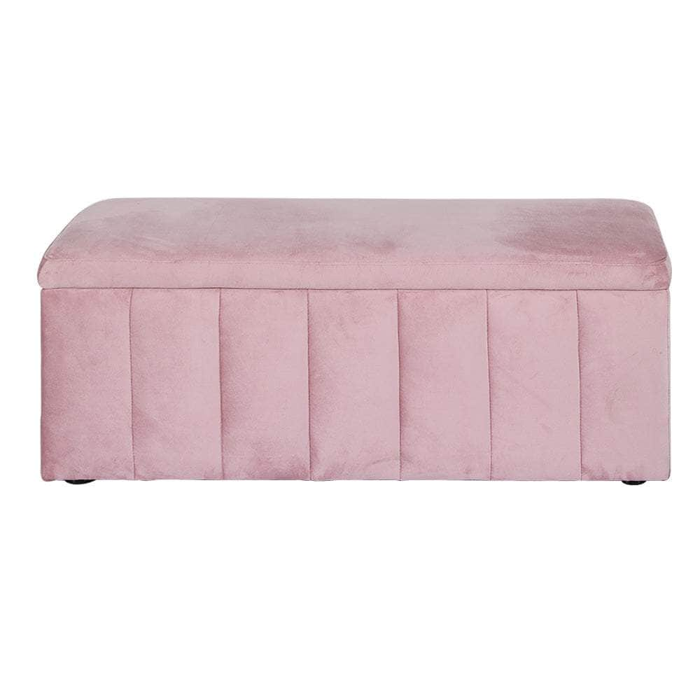 Storage Ottoman Blanket Box 103cm Velvet Pink