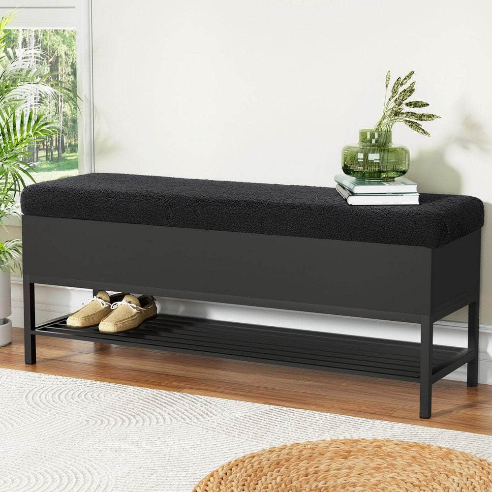 Storage Ottoman Blanket Box 110cm Boucle Shelf