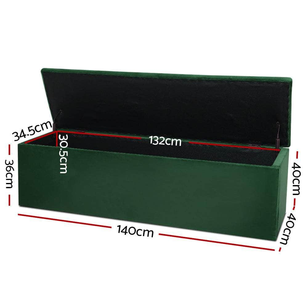 Storage Ottoman Blanket Box 140cm Velvet Green