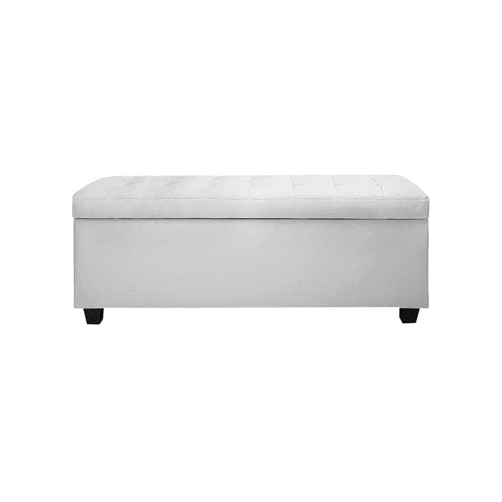 Storage Ottoman Blanket Box 97cm Leather White