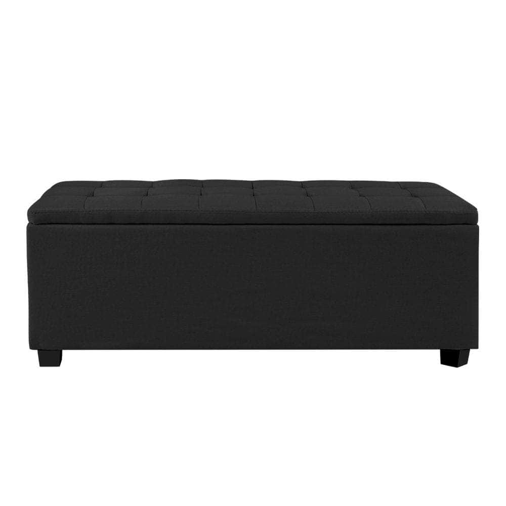 Storage Ottoman Blanket Box 97cm Linen Black