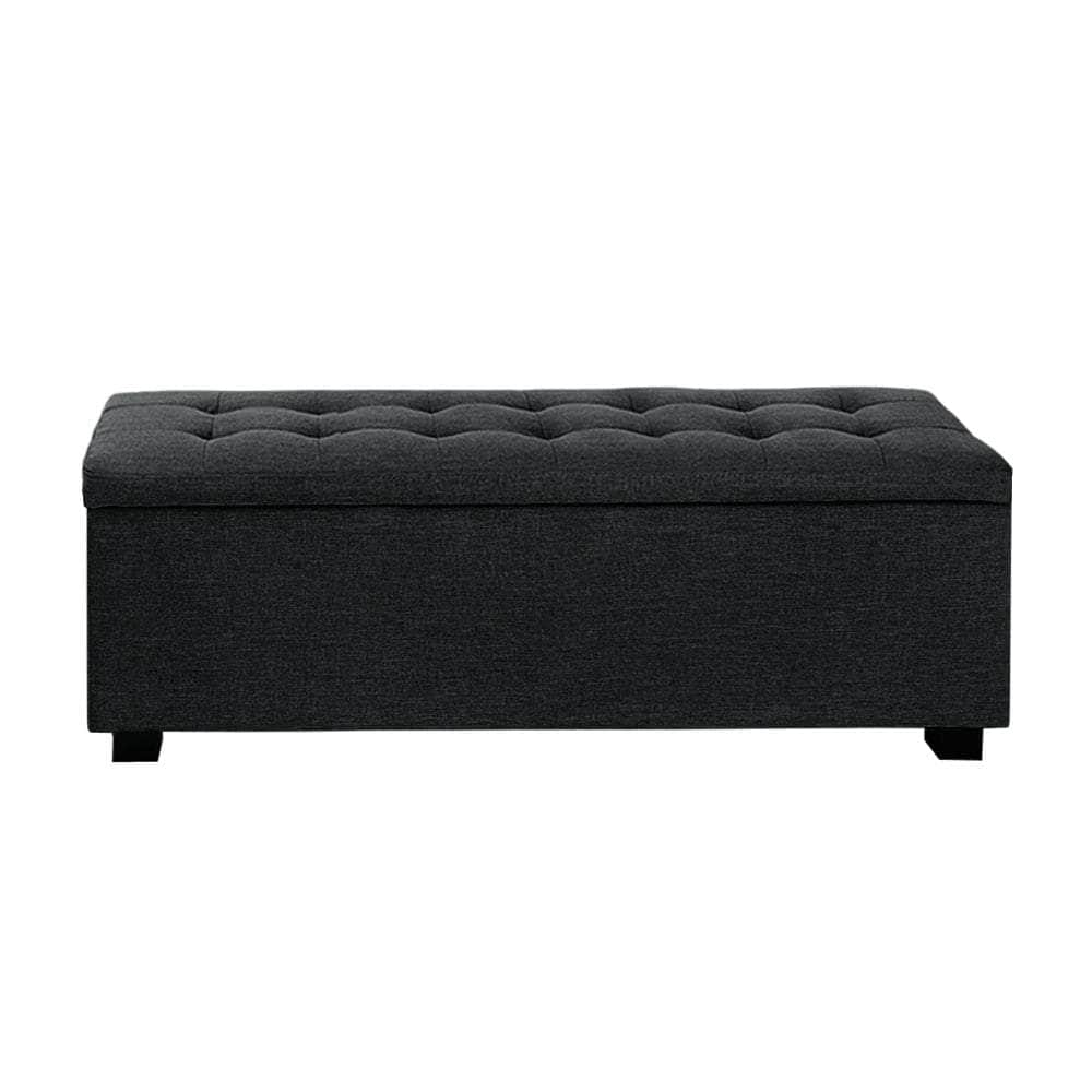 Storage Ottoman Blanket Box 97cm Linen Charcoal