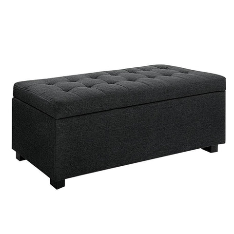 Storage Ottoman Blanket Box 97cm Linen Charcoal