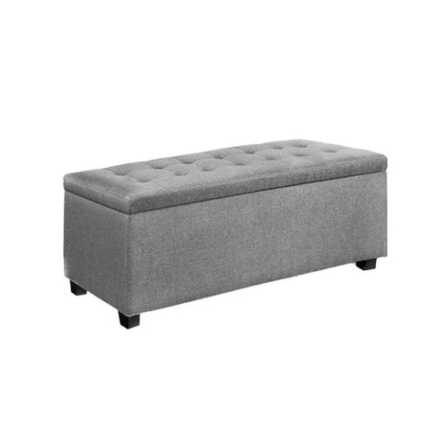 Storage Ottoman Blanket Box 97cm Linen Light Grey