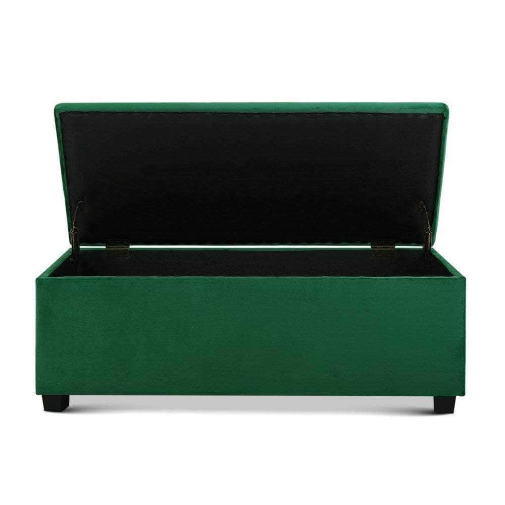 Storage Ottoman Blanket Box 98cm Velvet Green