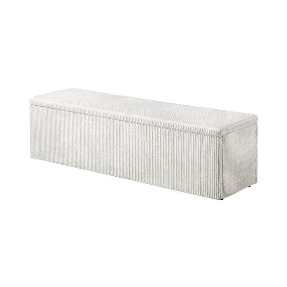 Storage Ottoman Blanket Box XL Polyester Beige/Grey