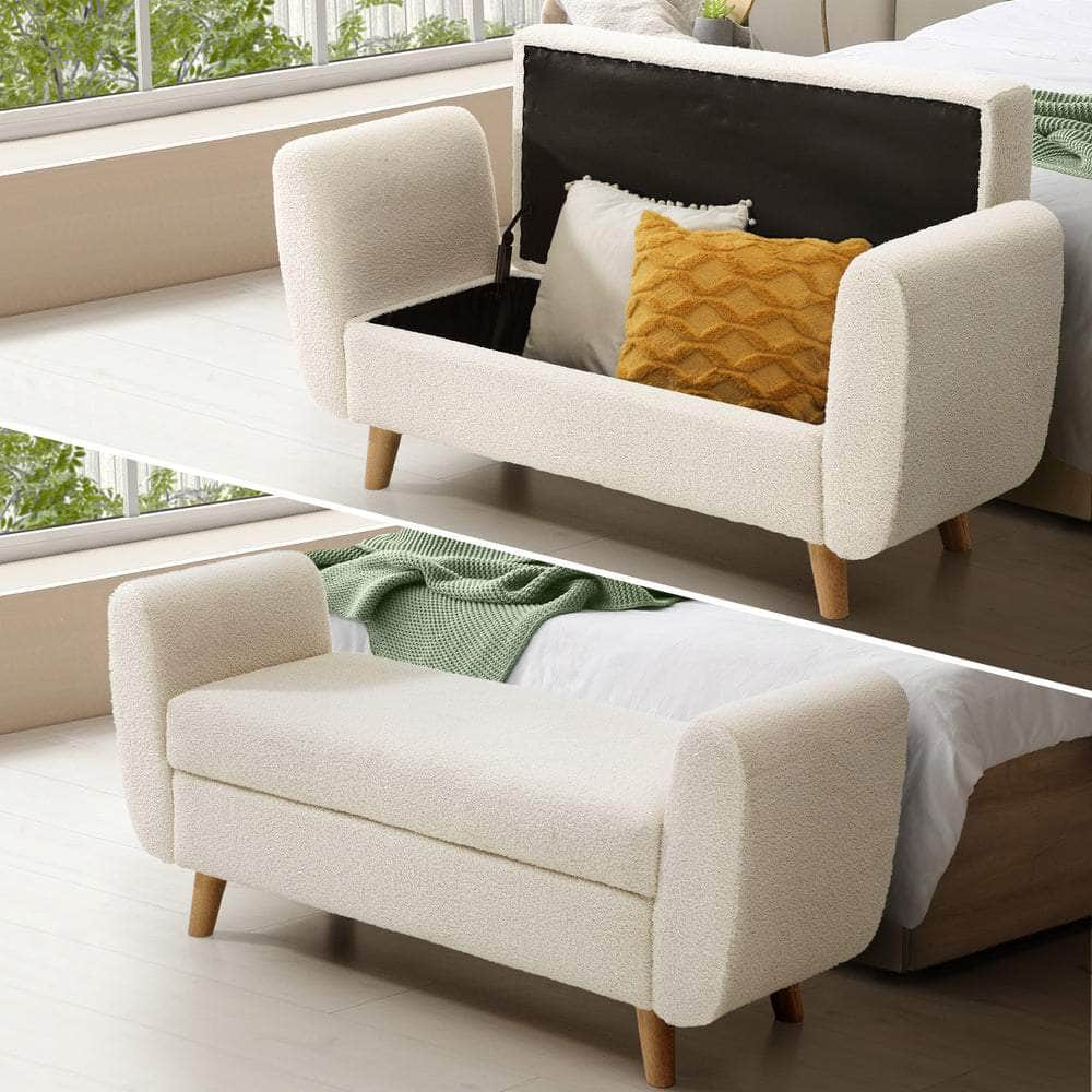 Storage Ottoman, Footrest Stool Bench Padded Seat Storage Box