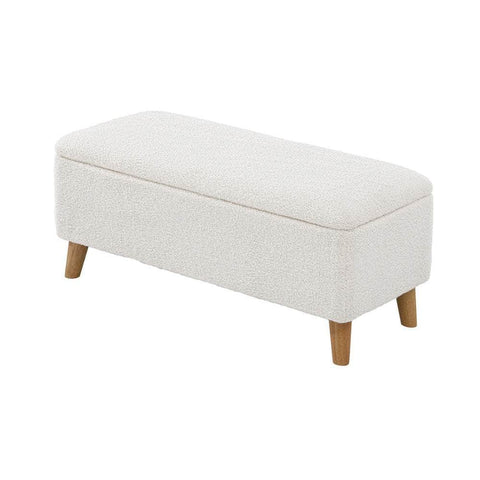 Storage Ottoman Sherpa Fabric White