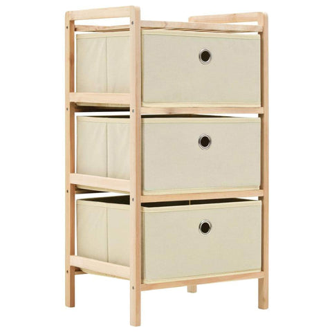 Storage Rack with 3 Fabric Baskets Cedar Wood Beige