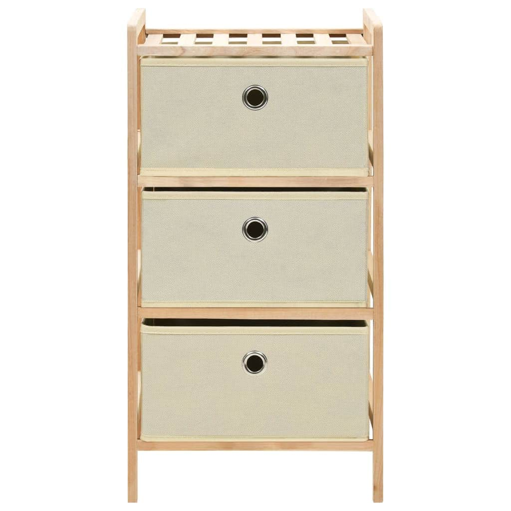 Storage Rack with 3 Fabric Baskets Cedar Wood Beige