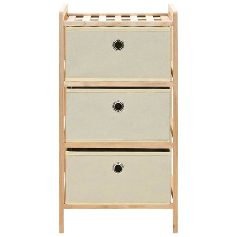 Storage Rack with 3 Fabric Baskets Cedar Wood Beige