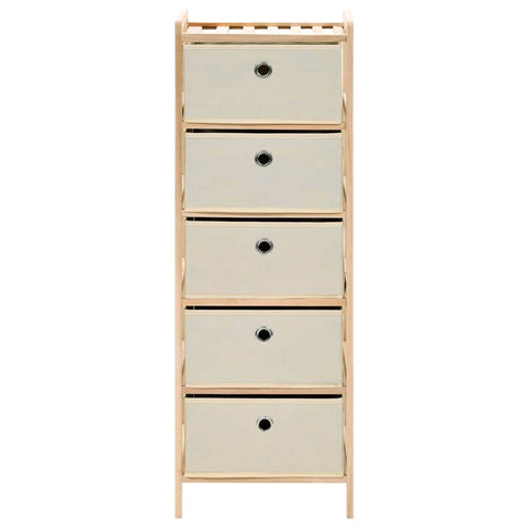 Storage Rack with 5 Fabric Baskets Cedar Wood Beige