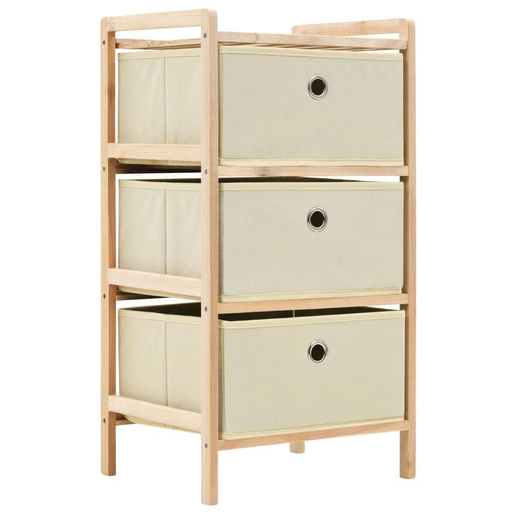 Storage Racks with 3 Fabric Baskets 2 pcs Beige Cedar Wood