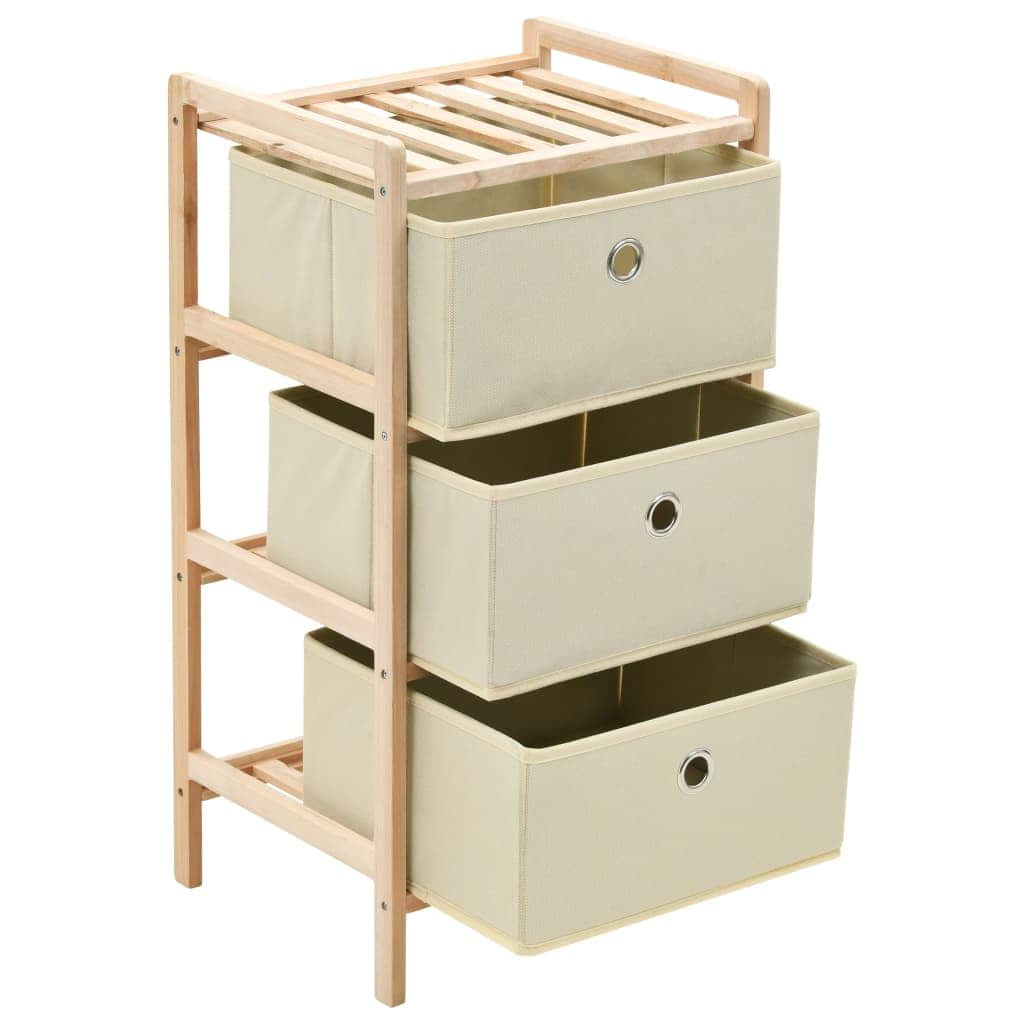 Storage Racks with 3 Fabric Baskets 2 pcs Beige Cedar Wood