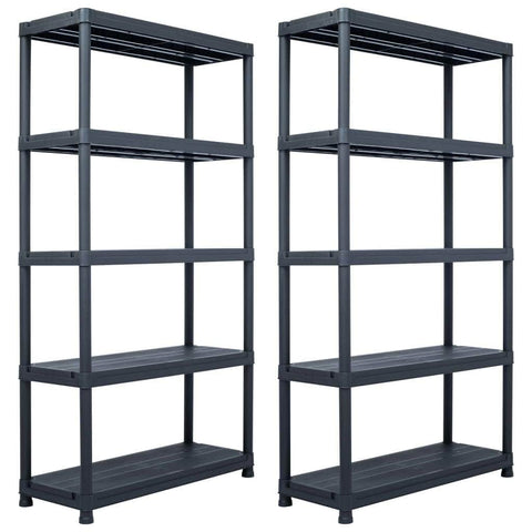 Storage Shelf Racks 2 pcs Black 250 kg Plastic