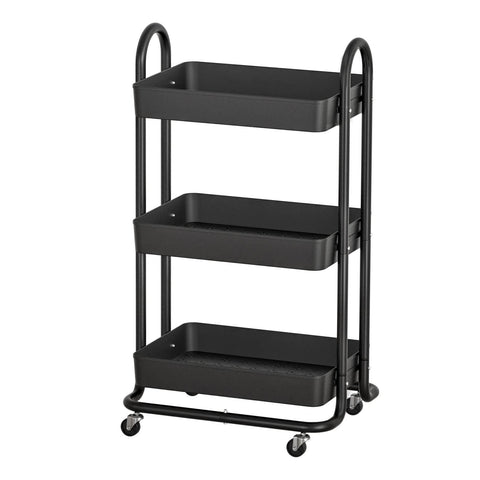 Storage Trolley Kitchen Cart 3 Tiers Rack White/Black