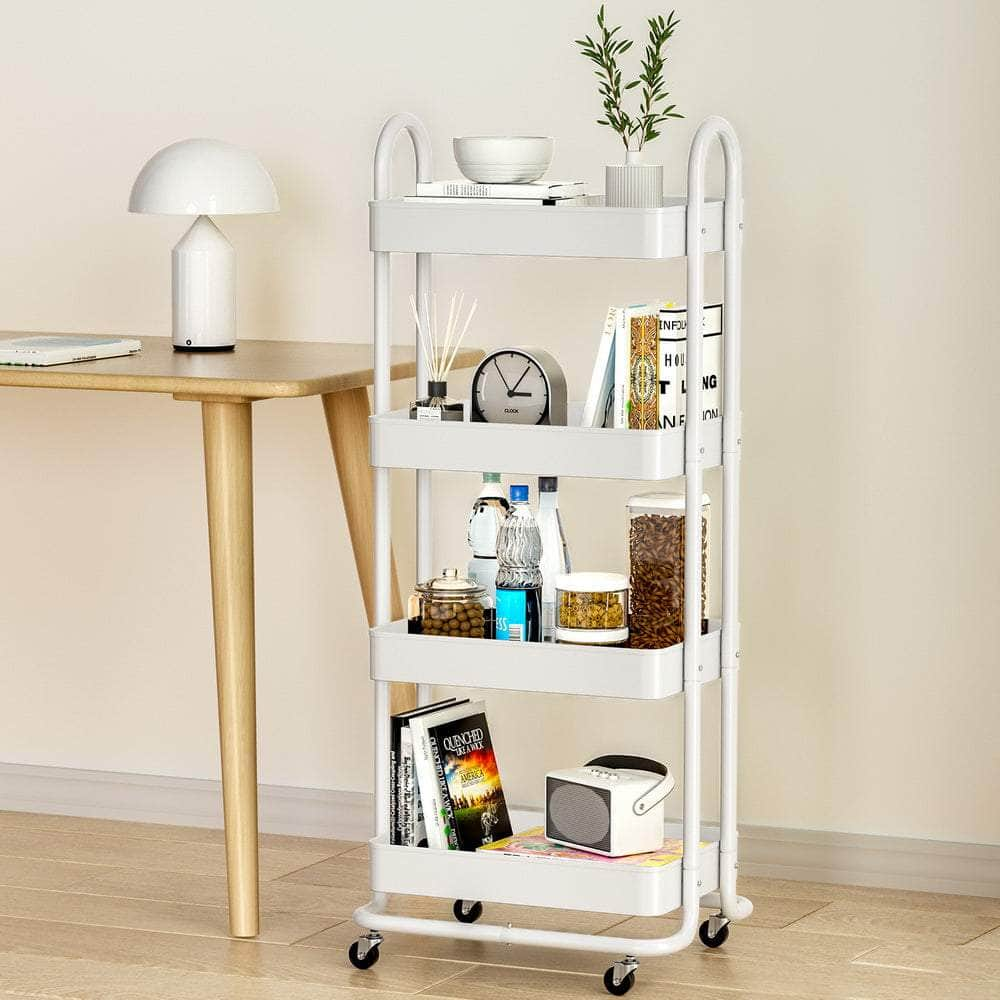 Storage Trolley Kitchen Cart 4 Tiers Black