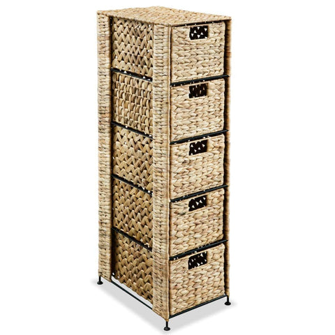 Storage Unit with 5 Baskets Water Hyacinth