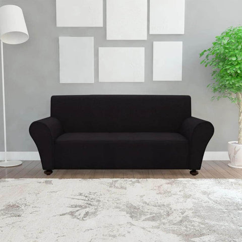 Stretch Couch Slipcover Black Polyester Jersey