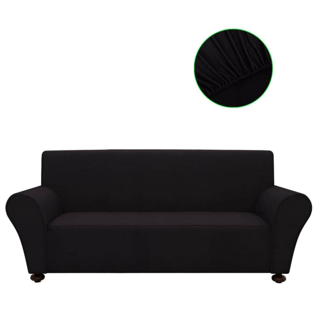 Stretch Couch Slipcover Black Polyester Jersey