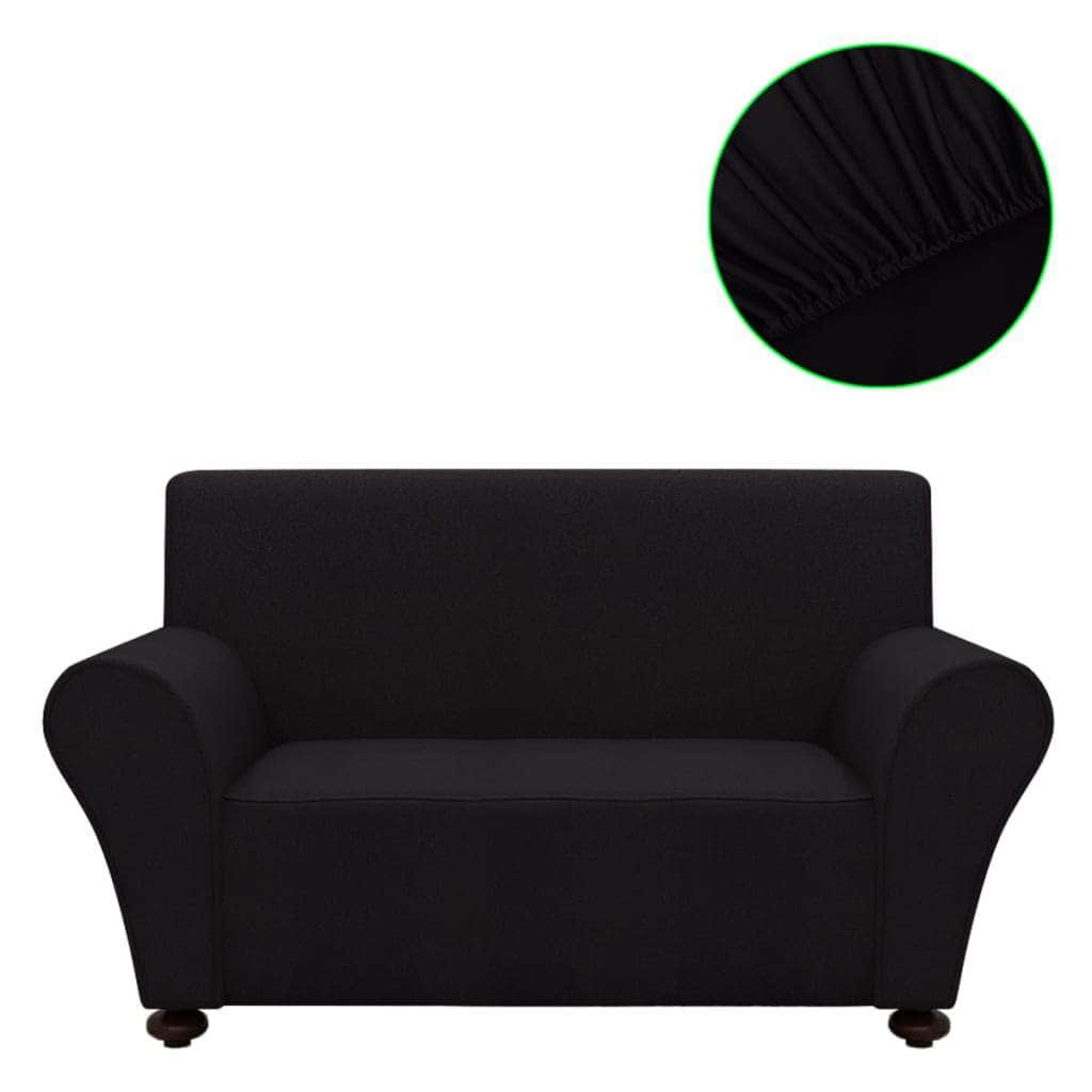 Stretch Couch Slipcover Black Polyester Jersey