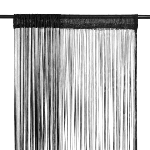 String Curtains 2 pcs--Black