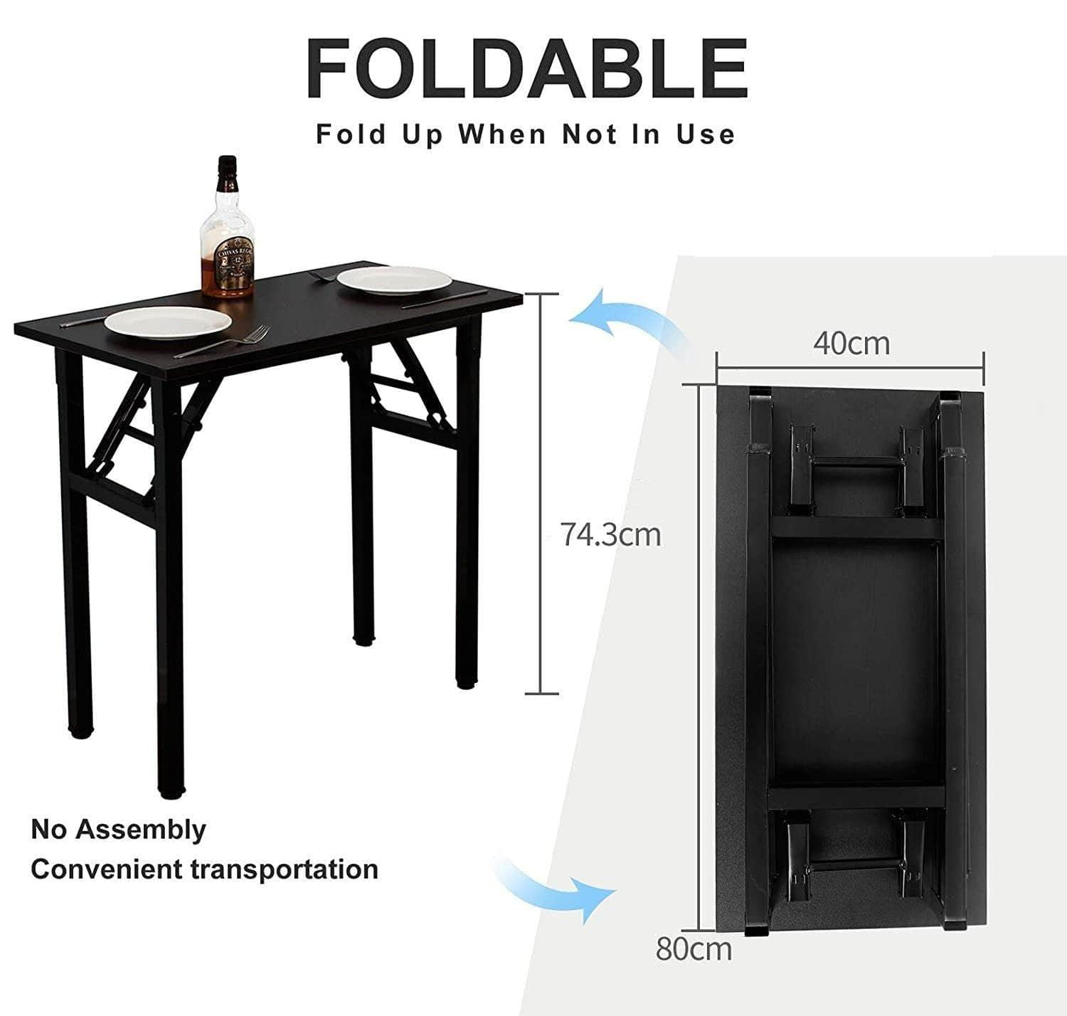 Sturdy And Heavy Duty Foldable Office Computer Desk (Walnut, 80Cm)