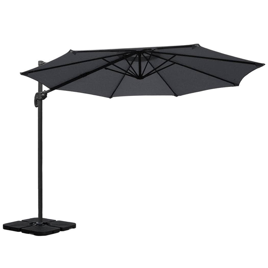 Stylish 3m Cantilever Beach Umbrella with Charcoal Stand