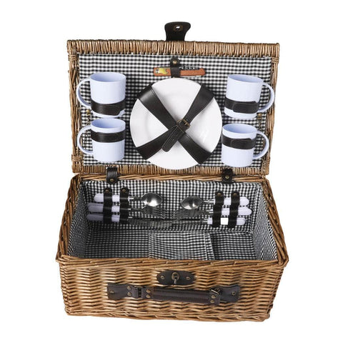 Stylish 4 Person Picnic Basket Baskets Set Outdoor