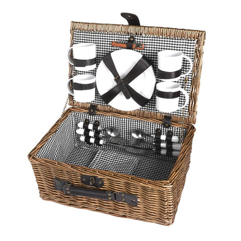 Stylish 4 Person Picnic Basket Baskets Set Outdoor