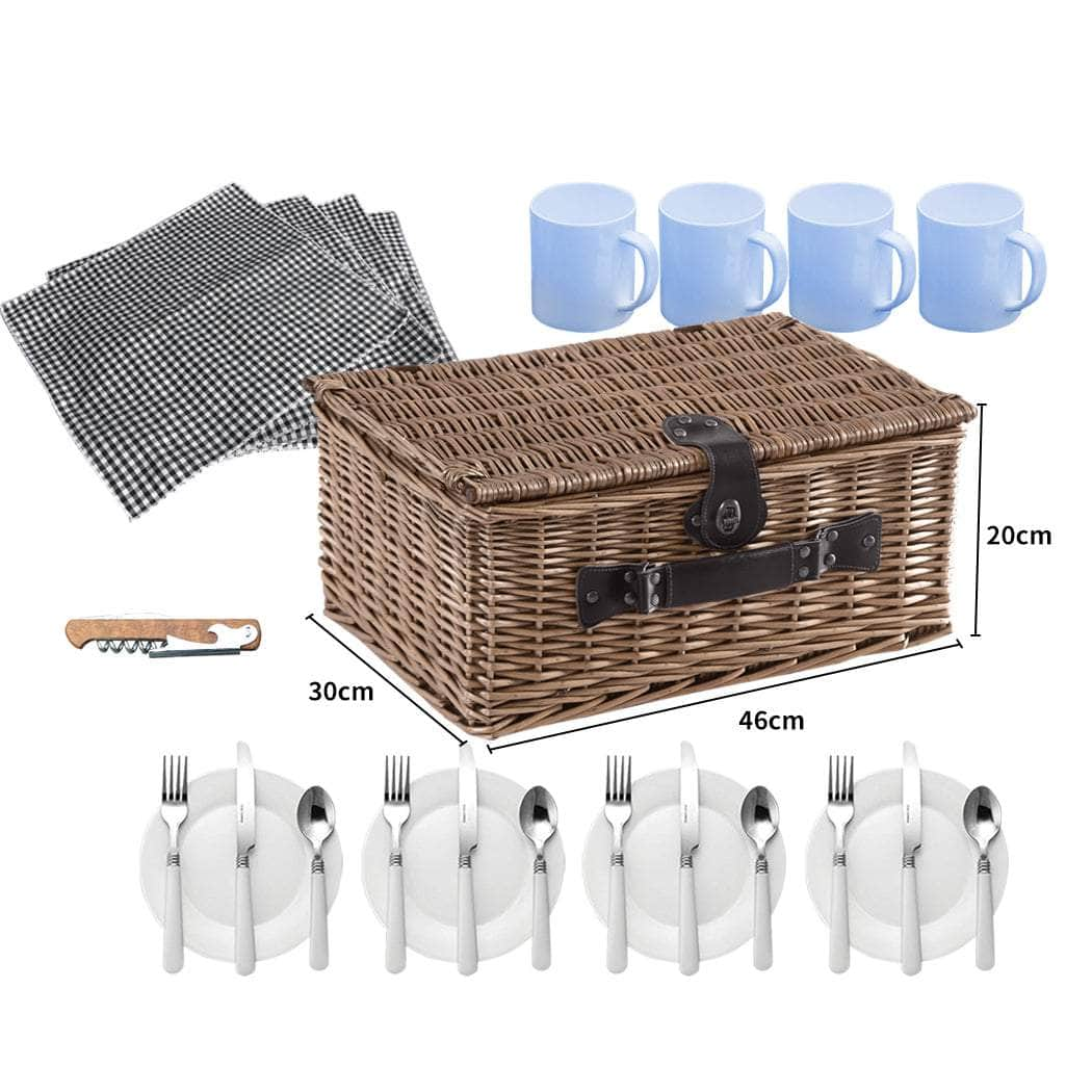 Stylish 4 Person Picnic Basket Baskets Set Outdoor