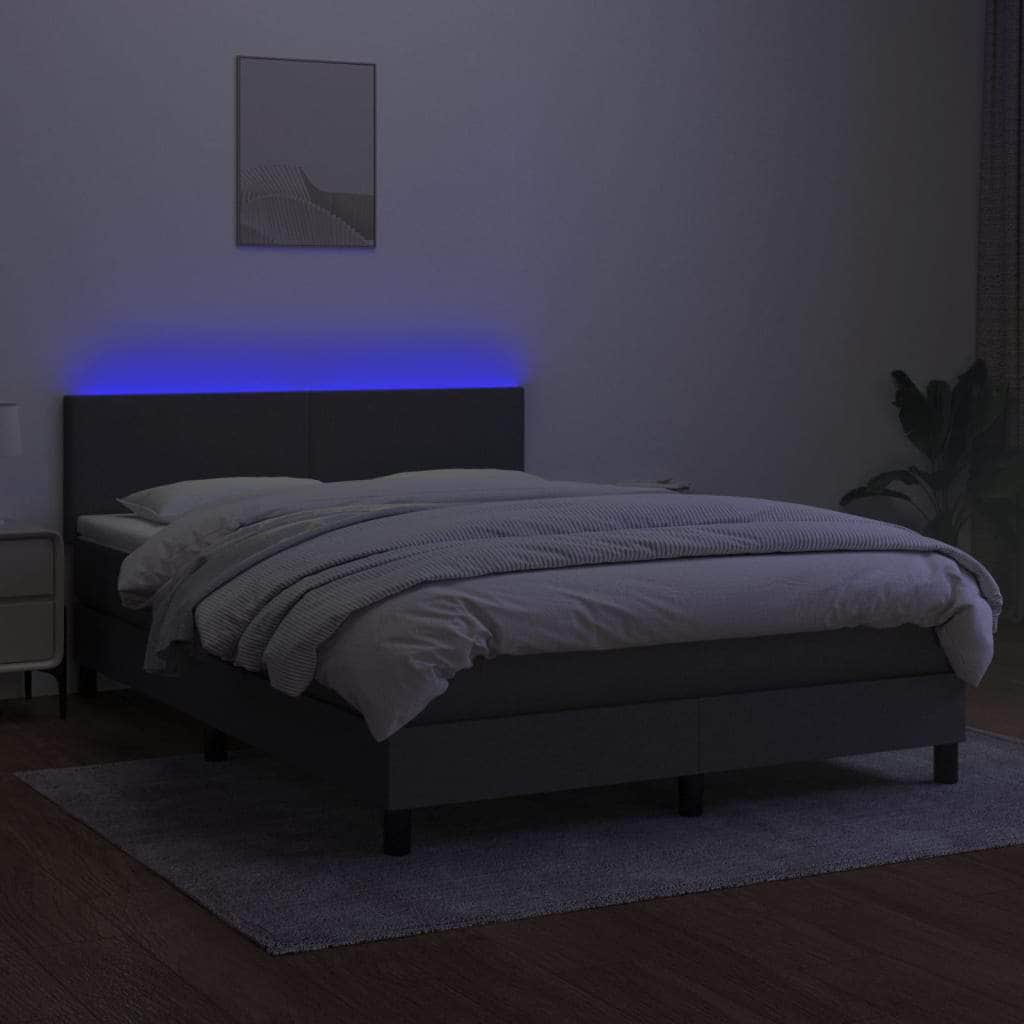 Stylish and Comfortable Box Spring Bed with Mattress & LED Lights in Queen Size