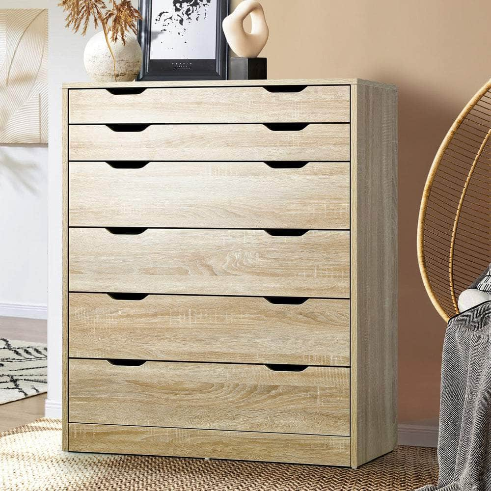 Stylish and Functional: Wooden 6-Drawer Chest of Drawers for Clothes Storage