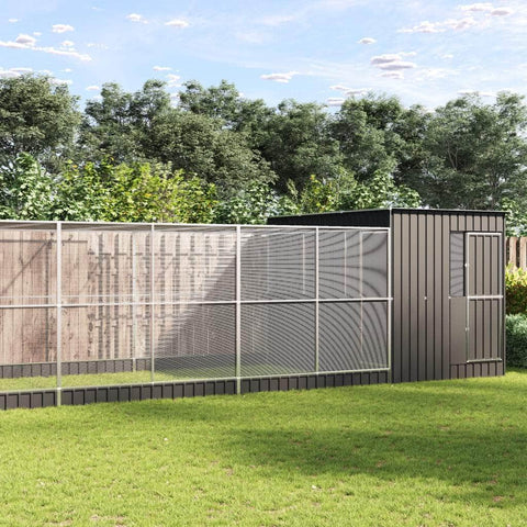 Stylish Aviary with Extension Silver Steel