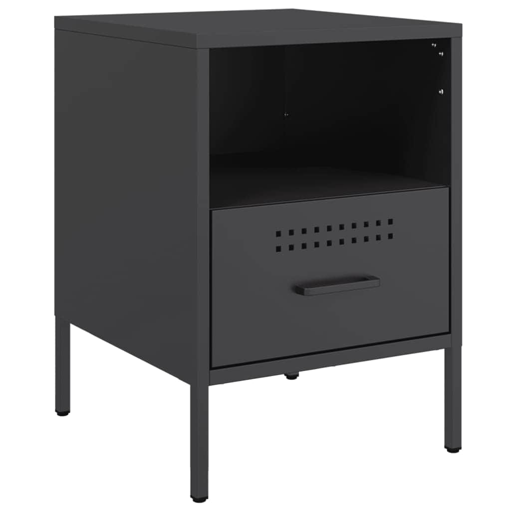 Stylish Bedside Cabinets 2 pcs Black Cold-rolled Steel