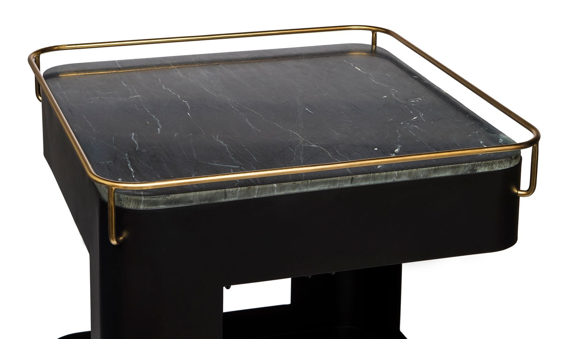 Stylish Black Gold Drinks Trolley Bar Cart with Marble Top