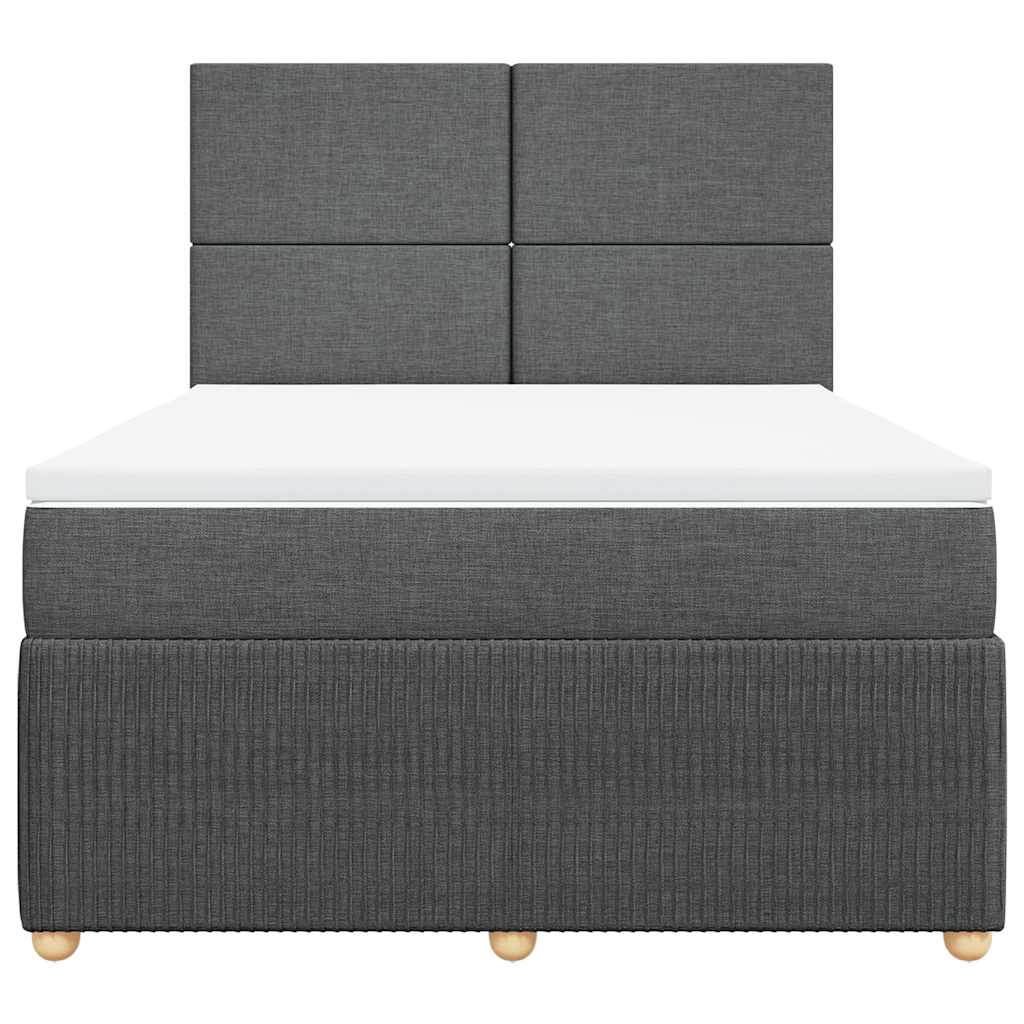 Stylish Box Spring Bed with Mattress Bedstead Double Bed Dark Grey Queen Fabric