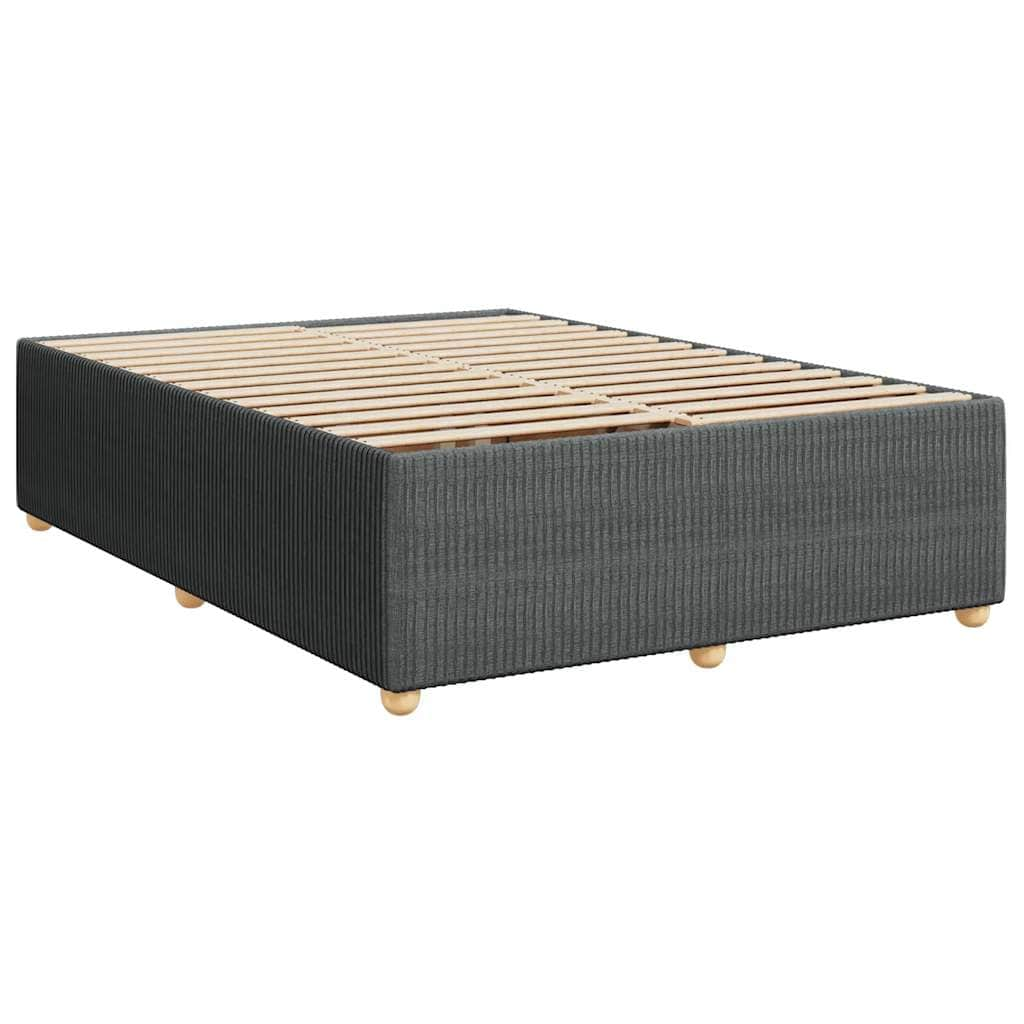 Stylish Box Spring Bed with Mattress Bedstead Double Bed Dark Grey Queen Fabric