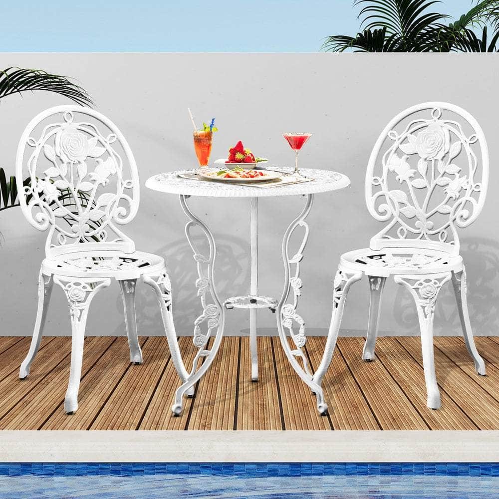 Stylish Cast Aluminium Patio Furniture: 3-Piece Bistro Set