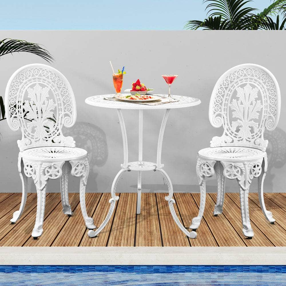 Stylish Cast Aluminium Patio Furniture: 3-Piece Bistro Set