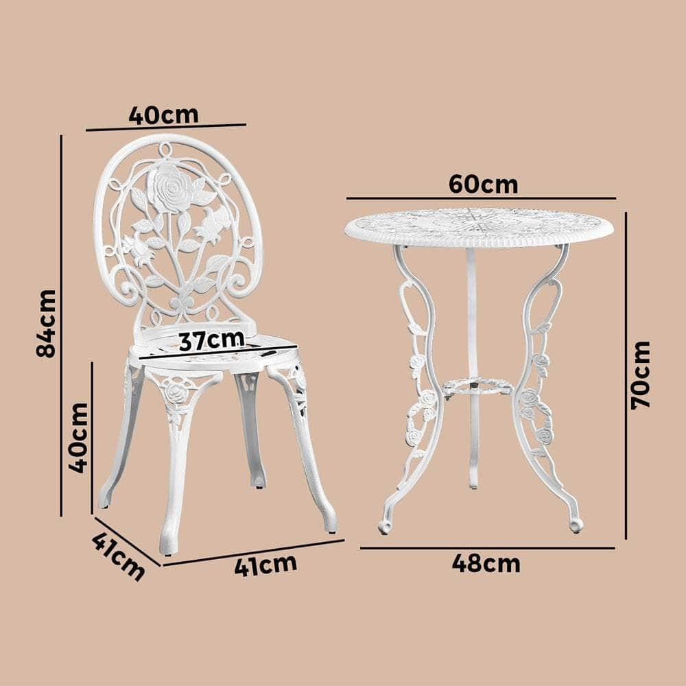 Stylish Cast Aluminium Patio Furniture: 3-Piece Bistro Set