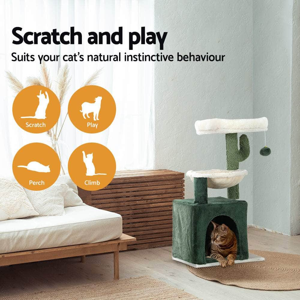 Stylish Cat Tree Tower with Scratching Posts - 78cm Green