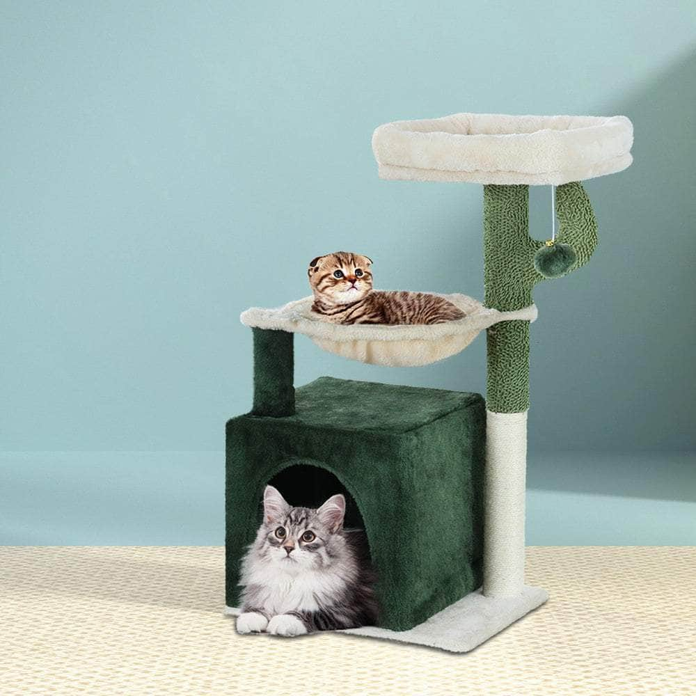 Stylish Cat Tree Tower with Scratching Posts - 78cm Green