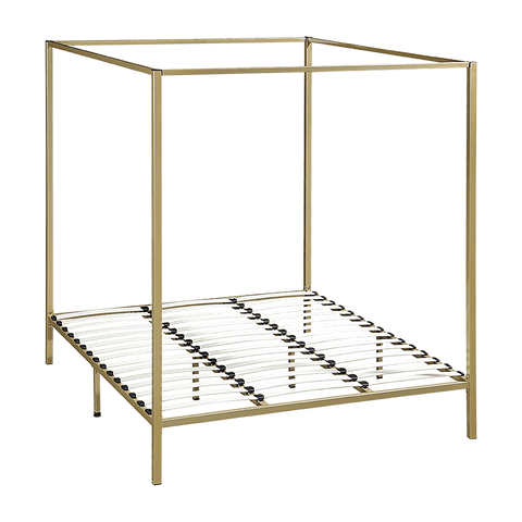 Stylish design 4 Four Poster King Bed Frame-Gold/Cream