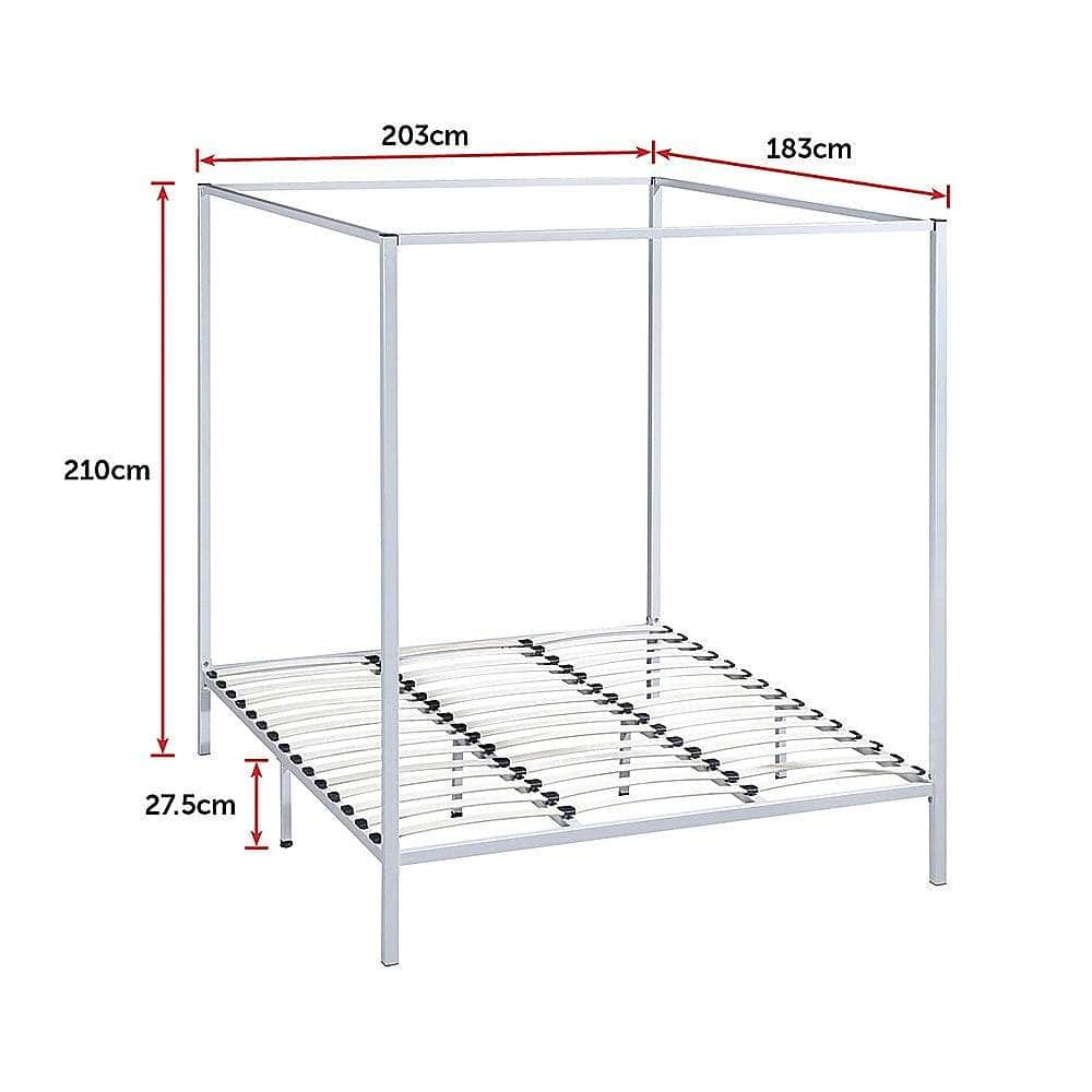 Stylish design 4 Four Poster King Bed Frame-Gold/Cream