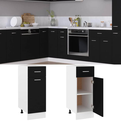 Stylish Drawer Bottom Cabinet Black - Engineered Wood